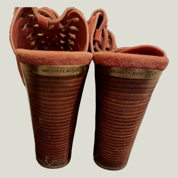 Michael Kors Women's Westley Suede Platform Stacked Heels Peep Toes Mules 7 - Picture 3 of 11